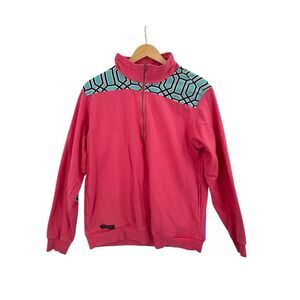 Women's Pink and Teal Pullover Top